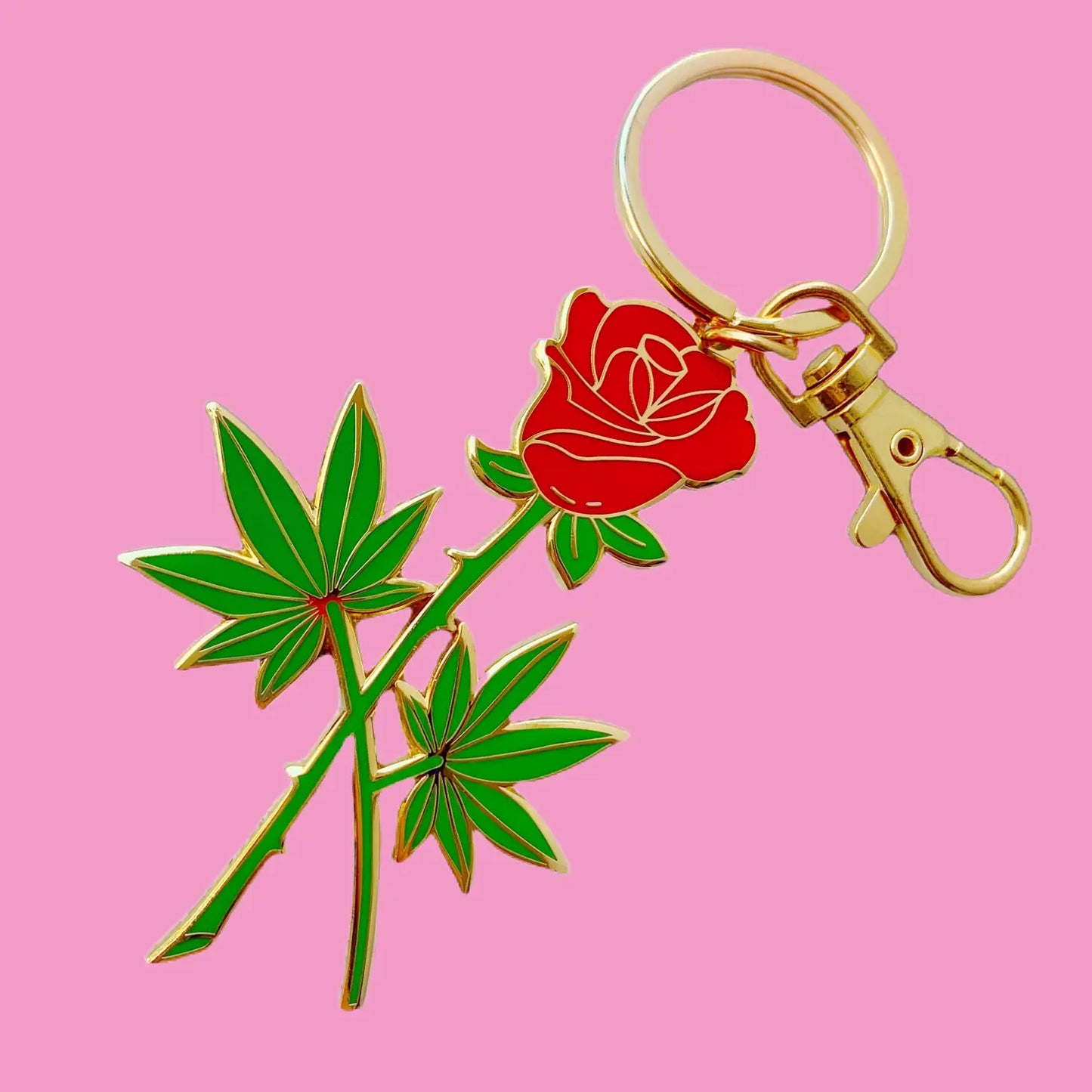 Rose Bud Enamel Keychain